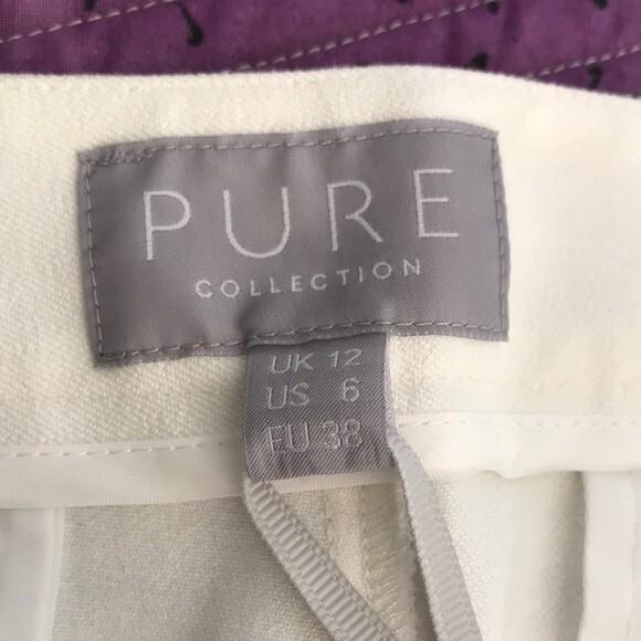 PURE Collection Cotton Stretch Crop Trouser Pants Soft White sz 6 NWT - Picture 6 of 12